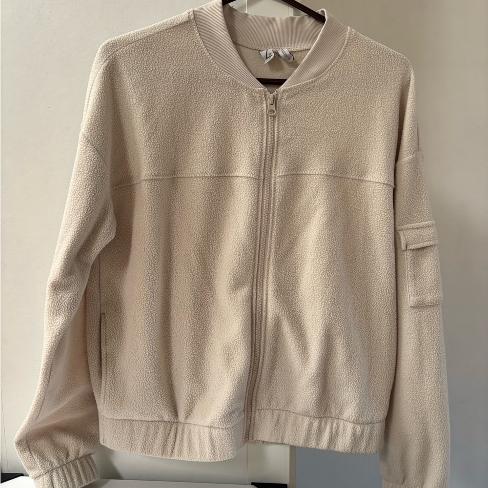 Zella Off-White Textured Zip-Up Jacket